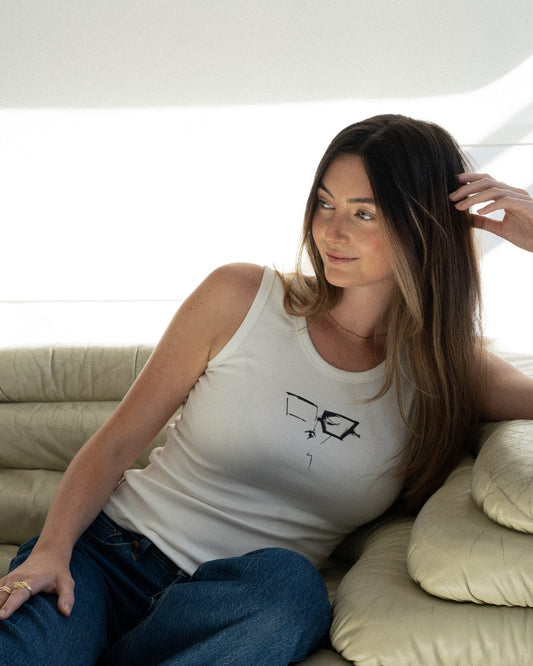 Glasses Illustration Tank Top White