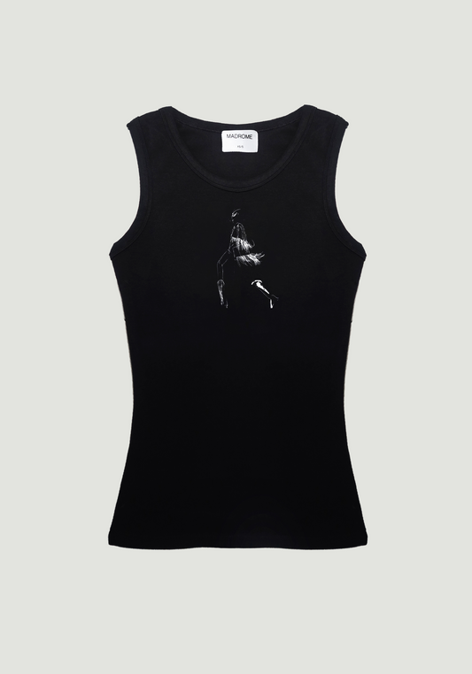 Fringe Illustration Tank Top Black