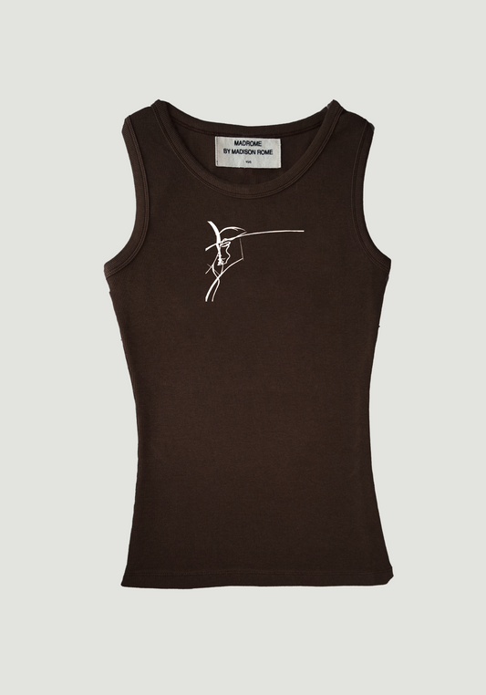 Ivy Illustration Tank Top Brown