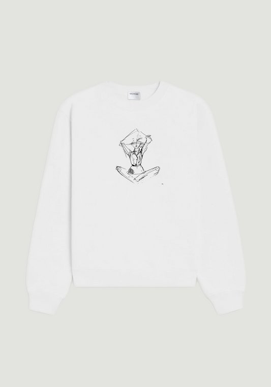 Yoga Illustration Crewneck White