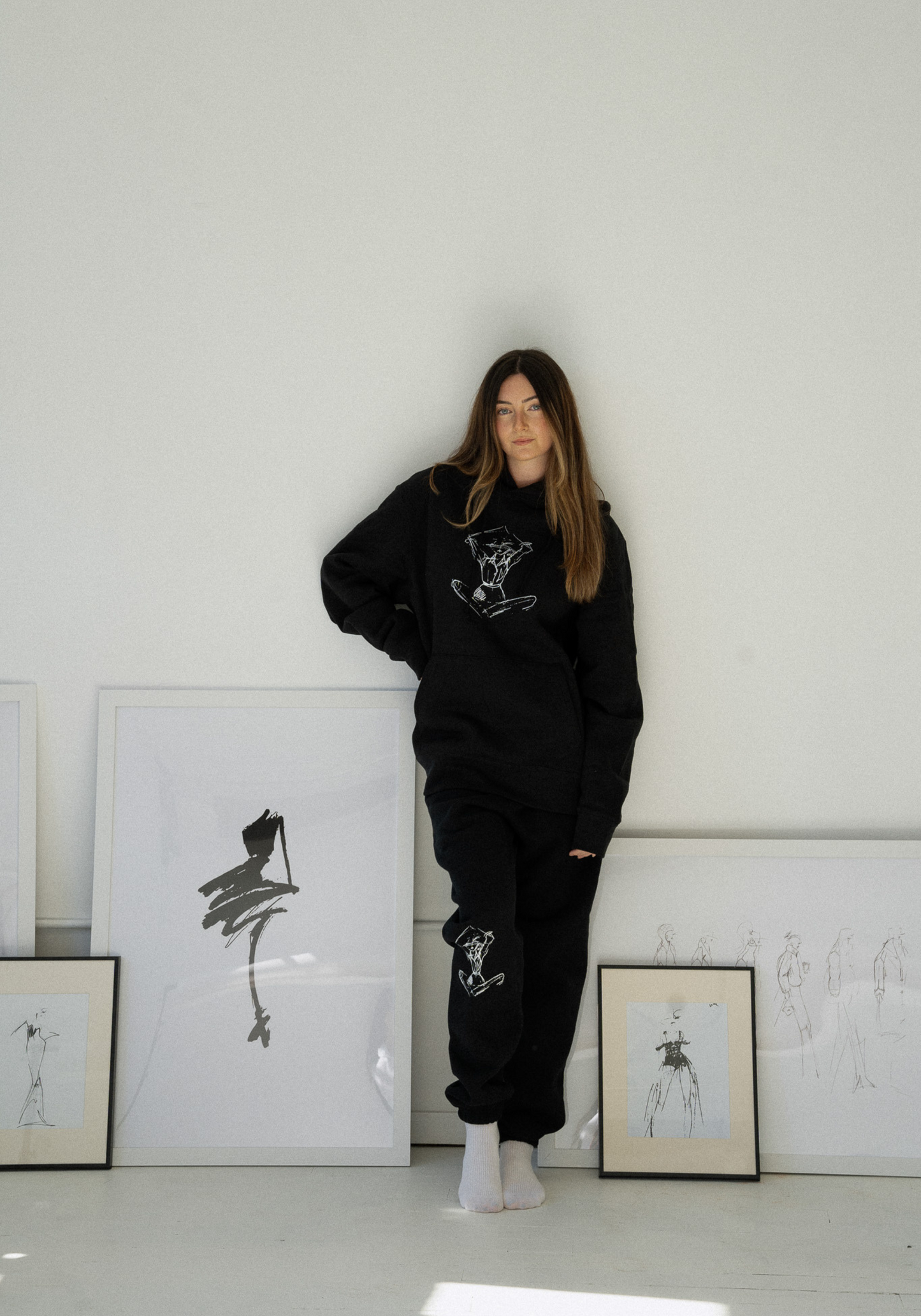 Yoga Illustration Sweatshirt - Black