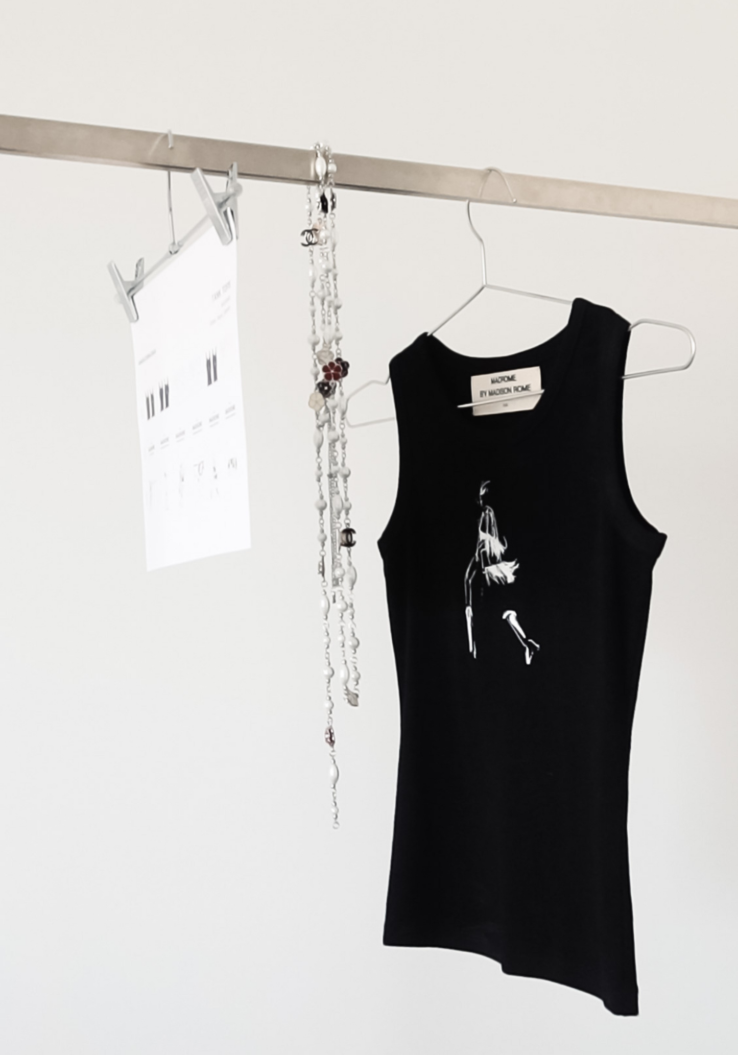 Fringe Illustration Tank Top Black