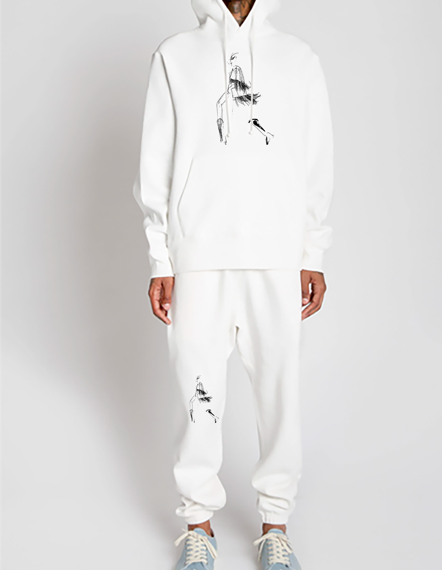 Fringe Illustration Sweatshirt - White